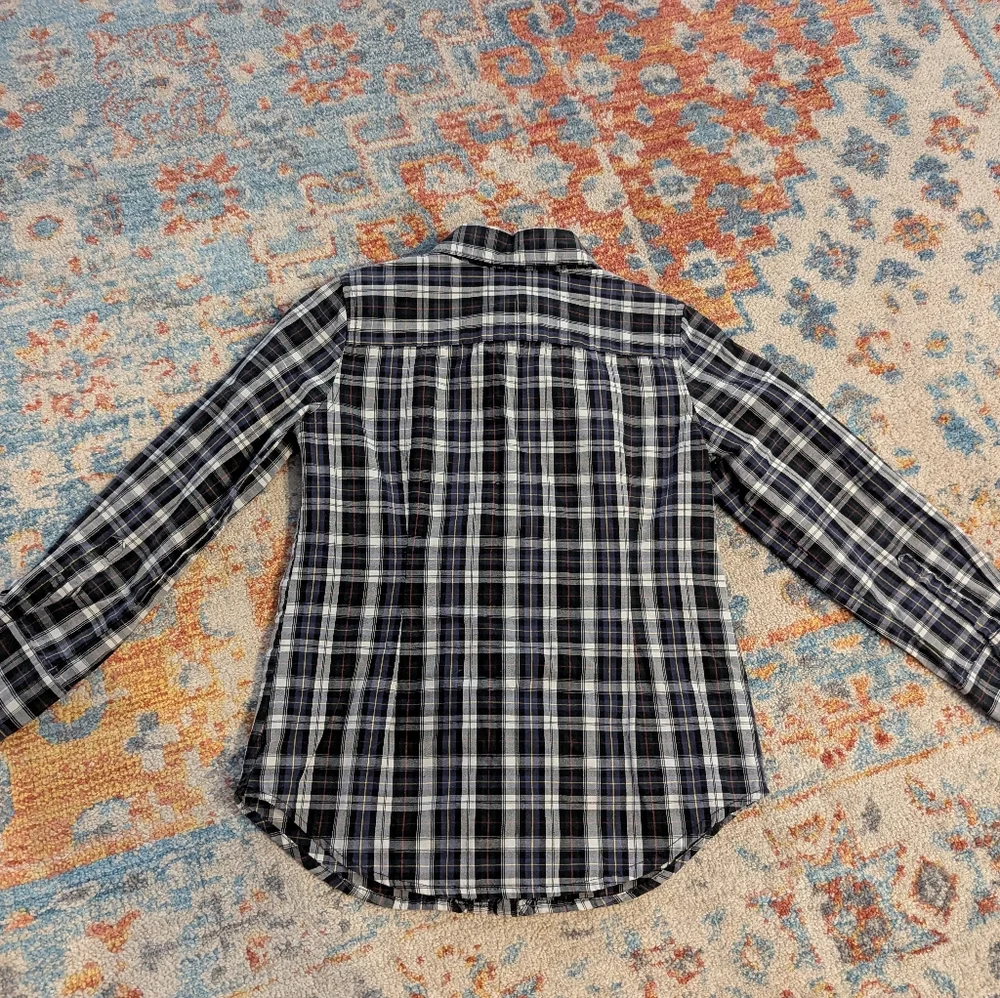 Ralph Lauren Kids Size 5 Plaid Long Sleeve Ruffle Accent Blouse Button Up 128